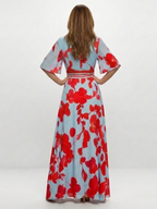 Corinne | V-Neck Short Sleeve Floral Maxi Dress