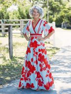 Corinne | V-Neck Short Sleeve Floral Maxi Dress