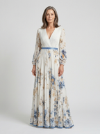 Lavinia | Long Sleeve V-Neck Floral Maxi Dress