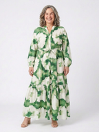 Sabine | Long Sleeve Tie-Waist Ruffled Maxi Dress