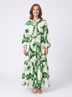 Sabine | Long Sleeve Tie-Waist Ruffled Maxi Dress