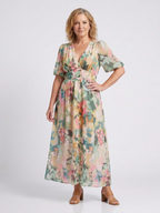 Eulalie | V-Neck Short Sleeve Ruched Waist Mini Dress