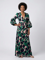 Isolde | V-Neck Tie-Waist Long Sleeve Maxi Dress