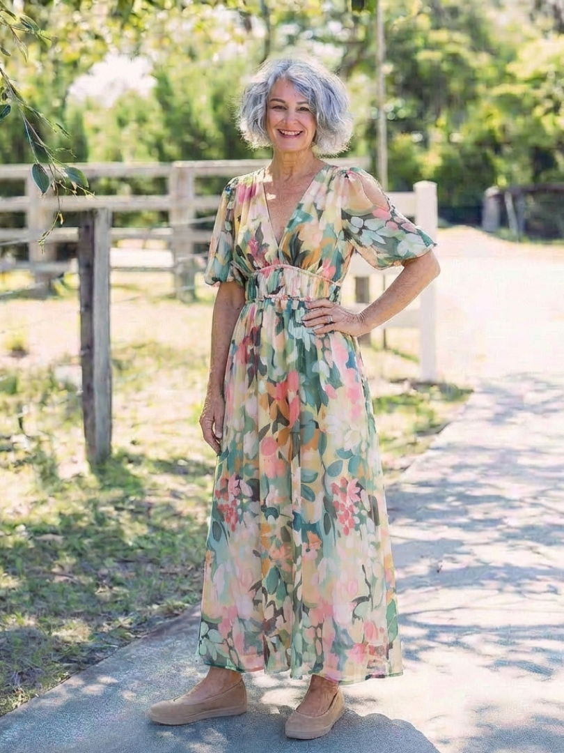 Eulalie | V-Neck Short Sleeve Ruched Waist Mini Dress