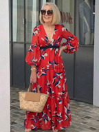 Isolde | V-Neck Tie-Waist Long Sleeve Maxi Dress