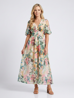Eulalie | V-Neck Short Sleeve Ruched Waist Mini Dress