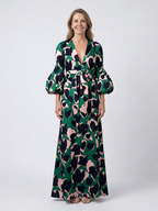 Isolde | V-Neck Tie-Waist Long Sleeve Maxi Dress