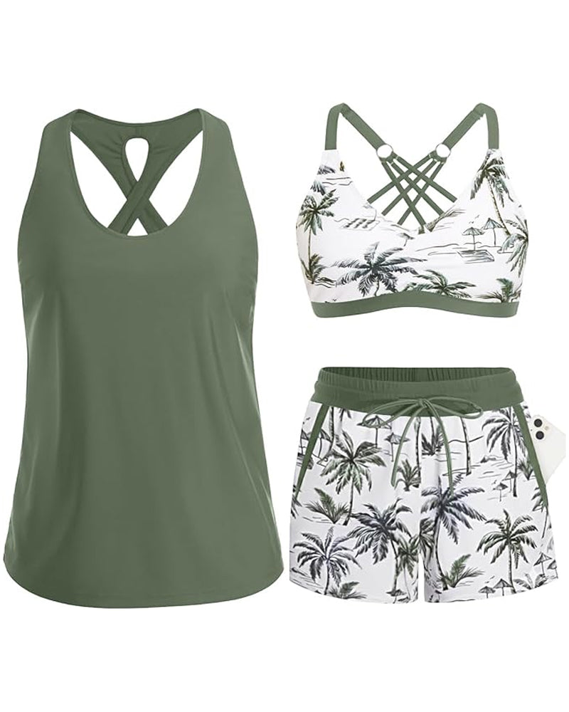 Maren | 3-Piece Tankini Bikini & Cover-Up Set