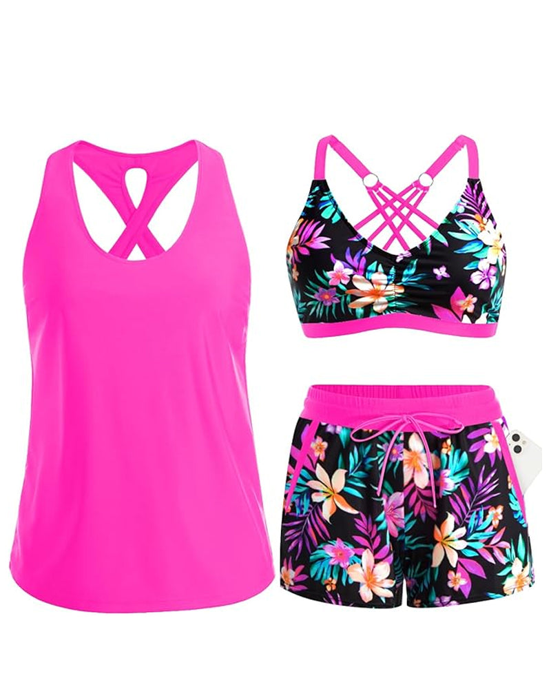 Maren | 3-Piece Tankini Bikini & Cover-Up Set