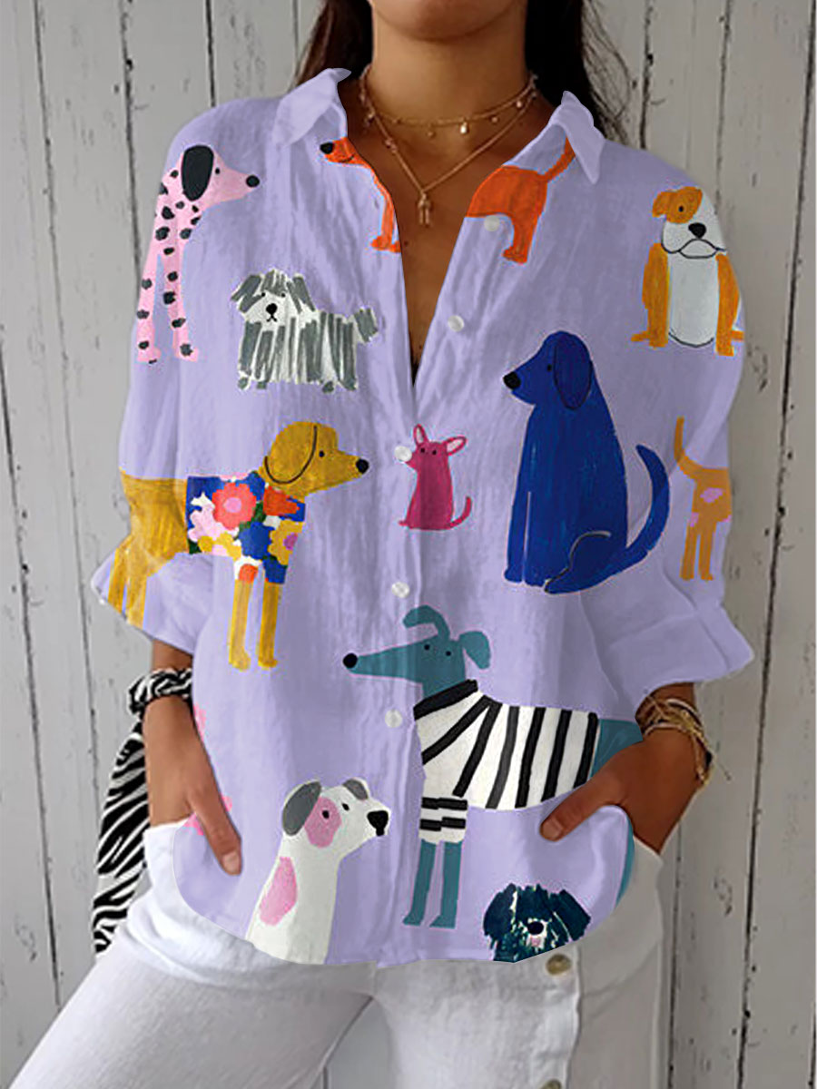 Florence | Playful Dog Print Blouse
