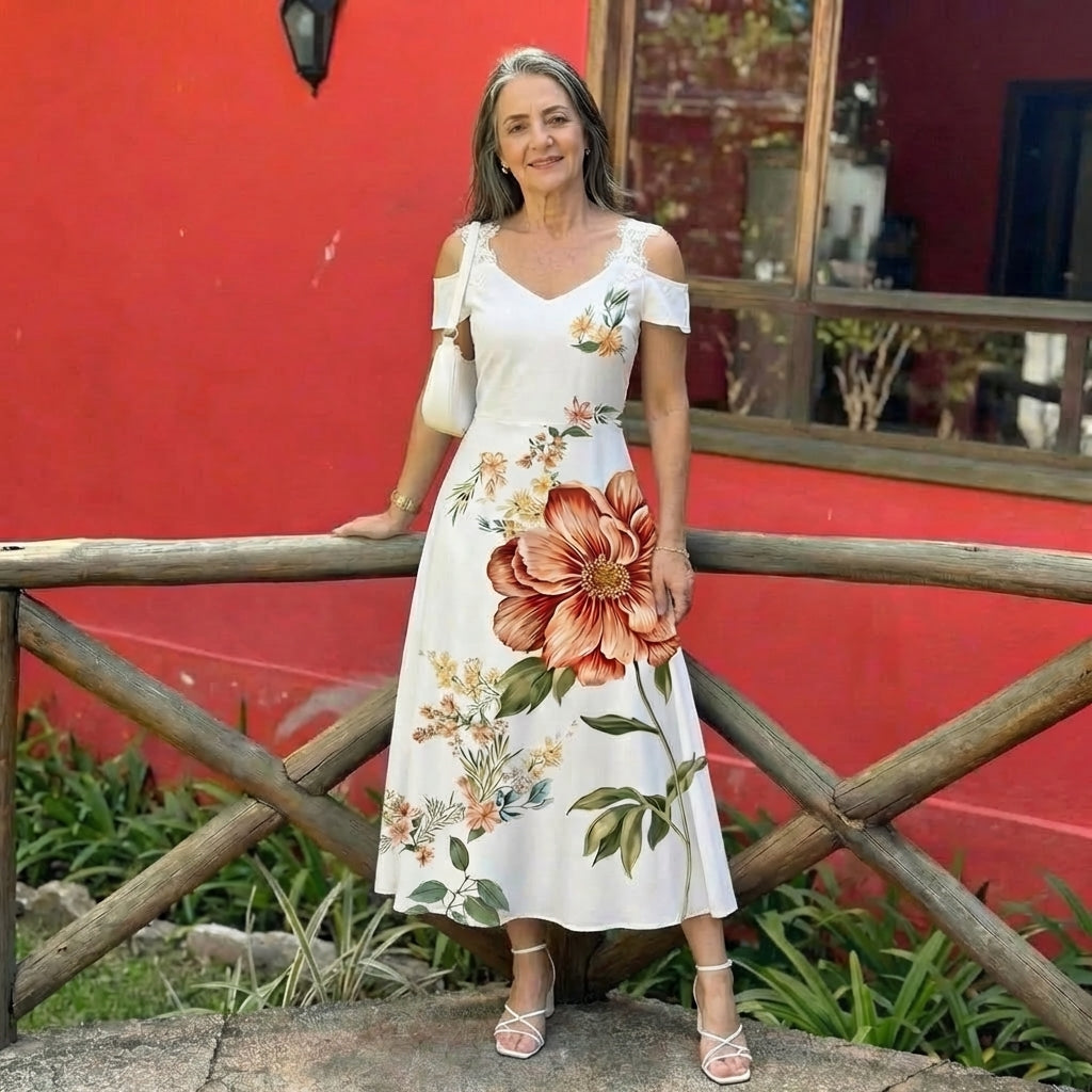Camila | Floral Cold Shoulder A-Line Mini Dress