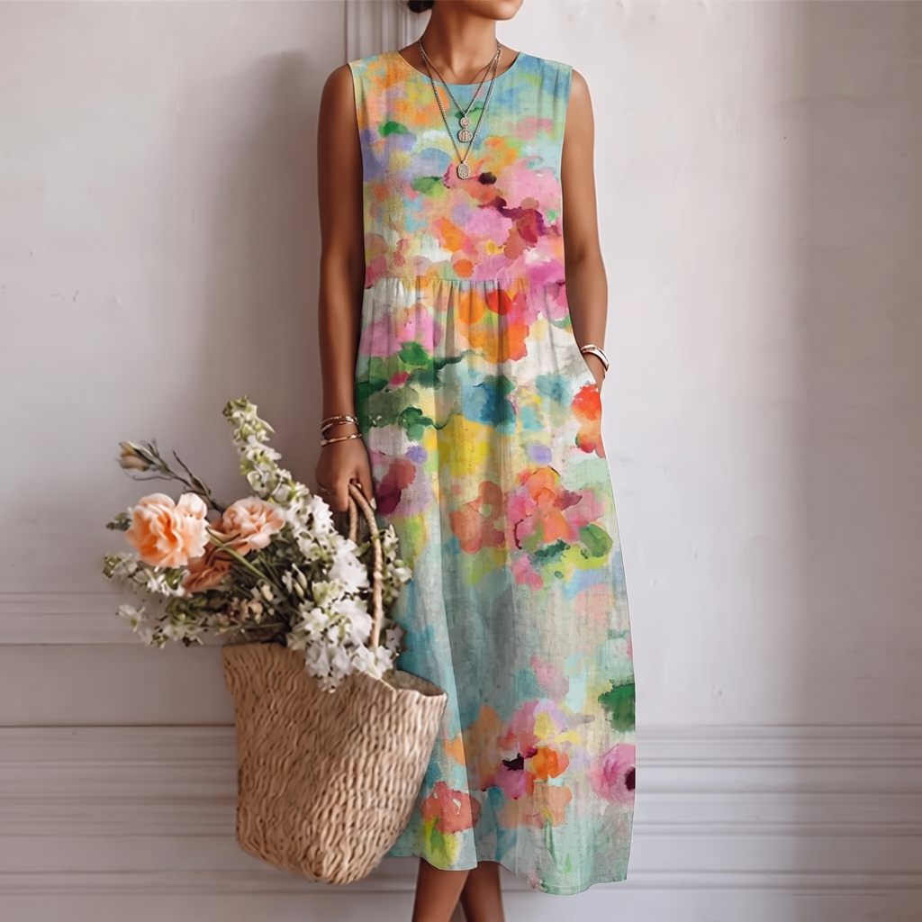 Karla™ | Elegant Multicolour Midi Dress