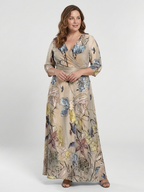 Margaret | Three-Quarter Sleeve Floral Wrap Maxi Dress