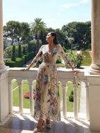 Margaret | Three-Quarter Sleeve Floral Wrap Maxi Dress