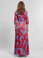 Danielle | Three-Quarter Sleeve V-Neck Floral Maxi Dress