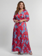 Danielle | Three-Quarter Sleeve V-Neck Floral Maxi Dress