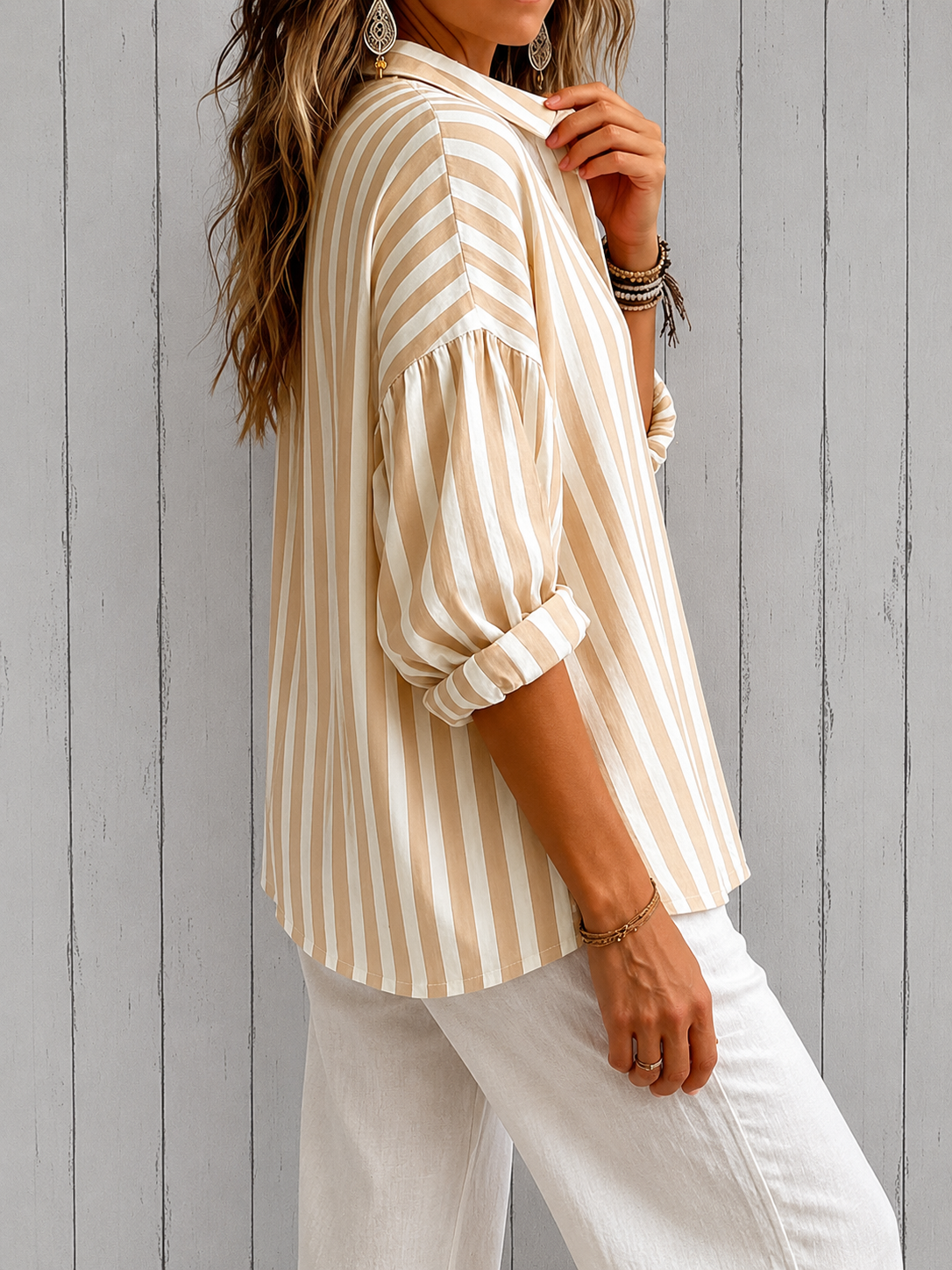Nora | Loose-Fit Striped Collared Blouse