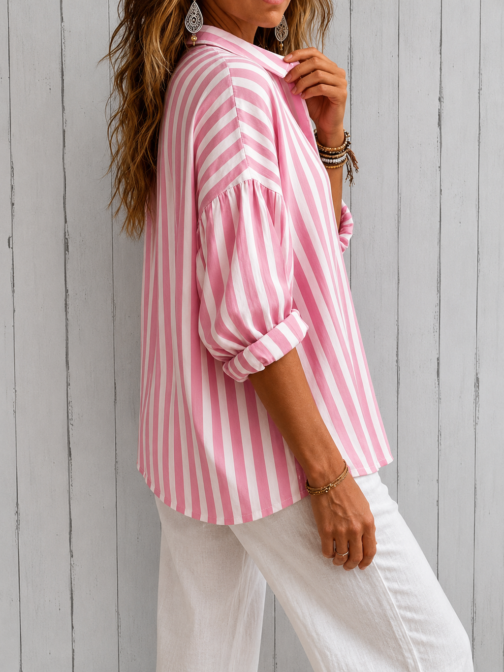 Nora | Loose-Fit Striped Collared Blouse